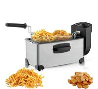 Friteuse électrique 2000 W | Réservoir en acier inoxydable de 3,5 L avec thermostat réglable (60-200 °C), panier antiadhésif amovible et arrêt automatique