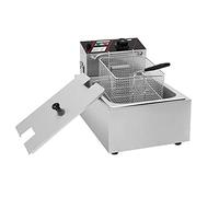 Friteuse électrique 2500 W avec panier et couvercle, 6 L, pour comptoir de cuisine, pour dinde, frites, beignets et autres