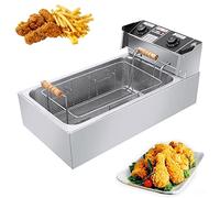 Friteuse électrique 3200 W, 22 L, en acier inoxydable, température réglable de 50 à 300 °C, coupe-circuit de sécurité, panier amovible facile à nettoyer pour plan de travail.
