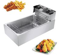 Friteuse électrique 3200 W, 22 L, en acier inoxydable, température réglable de 50 à 300 °C, coupe-circuit de sécurité, panier amovible facile à nettoyer, pieds antidérapants, pour usage dome