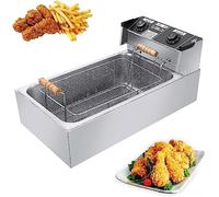 Friteuse électrique 3200 W, 22 L, en acier inoxydable, température réglable de 50 à 300 °C, coupe-circuit de sécurité, panier amovible facile à nettoyer, pieds antidérapants, pour usage dome