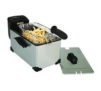 Friteuse électrique 3L en acier inoxydable Contrôle de la température réglable Panier amovible Nettoyage facile pour la cuisson des frites, rondelles d'oignon, rouleaux de printemps 2000W