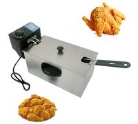 Friteuse Électrique 4L avec Panier et Couvercle, Friteuse Professionnelle de Comptoir en Acier Inoxydable - Contrôle de Température Réglable 60-200°C pour Frites et Poulet Frit 4L-Single