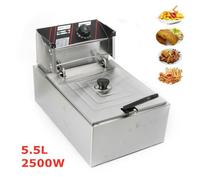 Friteuse Electrique 5,5L - Friteuse 2,5KW en Acier Inoxydable - avec panier à friture - Commercial pour Restaurant