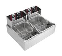 Friteuse électrique 5000 W en acier inoxydable à double étage 12 l Friteuse avec panier amovible pour cuisine, restaurants et collations
