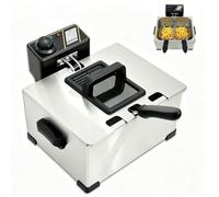 Friteuse électrique 5L acier inoxydable 2000 W 60-200°C 3 paniers amovibles protection surchauffe pour maison et snack