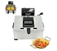 Friteuse Électrique 5L Friteuse en Acier Inoxydable 2000 W avec Panier à Huile Amovible et Fenêtre de Visualisation, 60 à 200 ℃