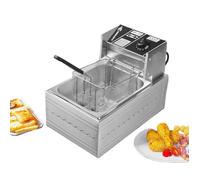 Friteuse Électrique 6L Avec 50-200℃ régulateur de Température 2500W Acier Inoxydable Pièces Amovibles, Facile à Nettoyer,pour