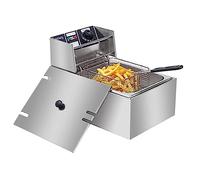 Friteuse électrique à convection avec paniers et couvercles, friteuse à convection de comptoir en acier inoxydable pour frites et beignets (6 l)