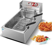Friteuse électrique à cuve unique de 20 litres, avec couvercle de panier, plage de contrôle de température réglable, en acier inoxydable, pour comptoir de cuisine de restaurant coercitif et