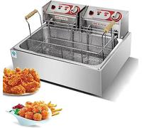 Friteuse électrique à cuve unique de 20 litres, avec couvercle de panier, plage de contrôle de température réglable, en acier inoxydable, pour comptoir de cuisine de restaurant coercitif et