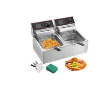 Friteuse électrique à deux cuves, température réglable, 2 x 6L