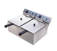 Friteuse électrique à double cuve 17 L x 2, grande friteuse à frites avec réservoirs d'huile amovibles, facile à nettoyer, 240 V, 6 000 W, en acier inoxydable, avec 2 paniers