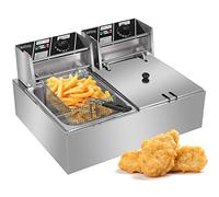 Friteuse électrique à frites, grande friteuse avec panier et couvercle, 12 L, 5 000 W, en acier inoxydable, pour restaurant et houe