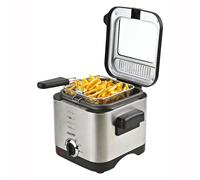 Mesko MS4910 Friteuse Électrique à Huile, Capacité de 1,5 L, Température Réglable, Cuve Antiadhésif, Couvercle avec Filtre Anti-odeur et Fenêtre de Contrôle, Nettoyage Facile, 900W, Inox