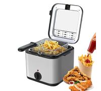 Friteuse Electrique,Air Fryer 2.5L,Friteuse Electrique Avec Huile,Friteuse Inox, Jusqu'à 190 °C, 1000W,Acier Inoxydable,Couvercle Et Panier Amovibles,Idéal Pour La Maison (Argenté)