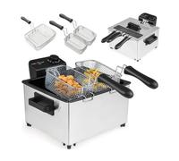 Friteuse Électrique avec Huile - RELAX4LIFE - Capacité 5 L - 3 Paniers - Chauffage Jusqu'à 190°C - Fenêtre de Visualisation - 2000W