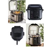 Friteuse électrique Capacité 3 L revêtement antiadhésif avec fenêtre et filtre anti-graisse sécurité anti-surchauffe