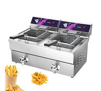 Friteuse électrique coercitive avec panier, friteuse de comptoir professionnelle avec système de vidange et fonction étage, pour usage coercitif et domestique (26L)