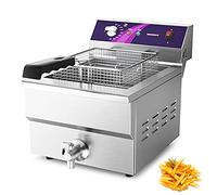 Friteuse électrique coercitive avec panier, friteuse de comptoir professionnelle avec système de vidange et fonction étage, pour usage coercitif et domestique (13L)