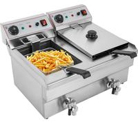 friteuse électrique commerciale 20L avec 2 paniers pour huile froide et graisse 6000W