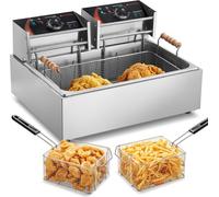 Friteuse électrique commerciale 2500W - 12L inox - Mise à niveau jusqu'à 200°C - Haute efficacité - Friteuse gastronomique
