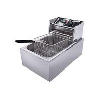 Friteuse Électrique Commerciale 2500W 6L en Acier Inoxydable avec Zones Froides, à Huile pour Restaurants, Cafés, Snack-Bars, 60-200°C