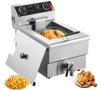 Friteuse électrique commerciale 3000W 9L acier inoxydable - Friteuse haute performance à 200°C - Friteuse de restaurant pour des plats croustillants