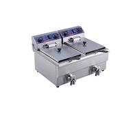 Friteuse Electrique Commerciale à Huile 2 Cuves Acier Inox 12L 6000W HDME Pour Restaurants