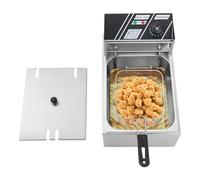 Friteuse électrique commerciale en acier inoxydable - 3000 W - 6 l - Avec panier - Friteuse professionnelle (thermostat 60-200 °C, chauffage rapide, robinet de vidange, protection contre la surchauffe