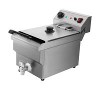 Friteuse électrique commerciale en acier inoxydable 3000 W avec panier, 10 l, grande friteuse de cuisine avec robinets, plage de température : 60-200 °C