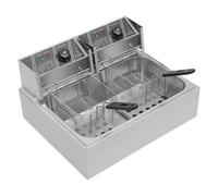 Friteuse électrique commerciale en acier inoxydable de 12 l, 3200 W, avec récipient amovible et 2 paniers à frire pour burgers, restaurant de restauration rapide, magasins de poulet frit, hôtel 60 °C