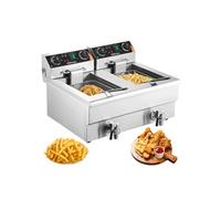 Friteuse Electrique Commerciale Friteuse à Huile 2 Cuves Inox 12 L 6000 W