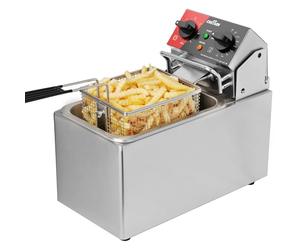 Friteuse électrique CROSSON 4L avec tête de friteuse rotative facile à nettoyer, minuterie de 30 minutes, réservoir d’huile amovible 304 SS avec poignée (réservoir simple de 4L)