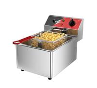 Friteuse électrique CROSSON 6L avec réservoir d’huile et poignée amovibles, panier et couvercle en treillis métallique solide, friteuses de comptoir commerciales légères - 230V, 3000W