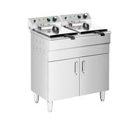 Royal CateringFriteuse Électrique Professionnelle Semi-Professionnelle Avec Robinet De Vidange Sur Pied Armoire Double Bac Triphasée (2 x 16 l, 10 000 W, 60-200 °C, triphasé 400 V)
