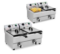 Friteuse électrique double avec robinet 230 V 2 x 3000W 2 x 10 L