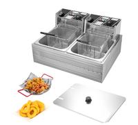 Friteuse Électrique Double Bac 12L - 2 x 6L, Température Réglable 50-200°C, 2 Paniers Amovibles - Pour Restaurant, Snack, Food Truck