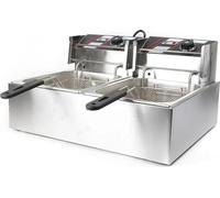 Friteuse électrique, double cuve, contrôle indépendant de la température, gris clair