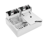 Friteuse Électrique Double Cuve, Friteuse Professionnelle Inox 2x6L 2.5kW | Température Réglable 60-200°C, Tube Chauffant en U, 2 Paniers, pour Restaurant Snack Couvercles Anti-Éclaboussures Usage Mais
