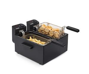Friteuse électrique double cuve Princess 183028 noire - 6 L - 8 portions - 1,2 kg - 3 600 W