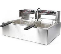 Friteuse électrique, double réservoir, capacité 6L, contrôle indépendant de la température, gris clair