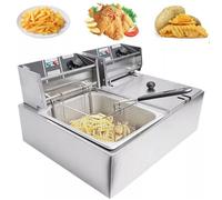 Friteuse électrique, double réservoir électrique, friteuse commerciale, 12 L, grande capacité, pour restaurants rapides, snack-bars
