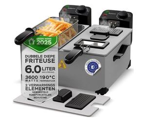 Friteuse électrique double - TURBOTRONIC - DF-2 Duo - 2×3 L - 3 600 W - Zone froide