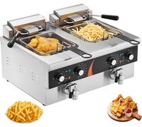 Friteuse électrique en acier inoxydable - 2-fach Tank 3000W - Doppel-Fritteuse 5,9L - Professionelle Gastronomie-Fritteuse für Restaurants