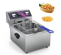 Friteuse Électrique en Acier Inoxydable avec Panier Et Contrôle de Température de 60 À 200 °C, Grande Capacité de 10 L, Facile À Nettoyer, for Cuisines Et Restaurants