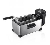 Friteuse électrique en acier inoxydable de 3,0 L avec température réglable de 0 à 190 °C, design compact de 40 x 17,5 x 22,5 cm, panier à friture amovible et couvercle de sécurité inclus