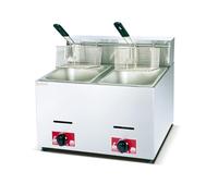 Friteuse électrique frites gaz double cylindre friteuse commerciale en acier inoxydable de bureau facile à nettoyer Cuisinez Facilement Grande Variété D'aliments(GF 72 double cylinder)