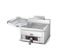 Friteuse électrique friteuse double couche commerciale comptoir de frites en acier inoxydable avec couvercle Chauffage Rapide(17L gas single cylinder)