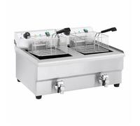 Friteuse électrique de restaurant double professionnelle 2 x 3 200 watts 2 x 16 litres au total 2 x 12 litres d'huile thermostat 2 robinets acier inoxydable 14_0003982